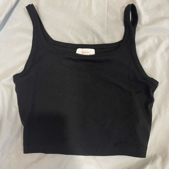 Colsie Black Knit Crop - Picture 1 of 5